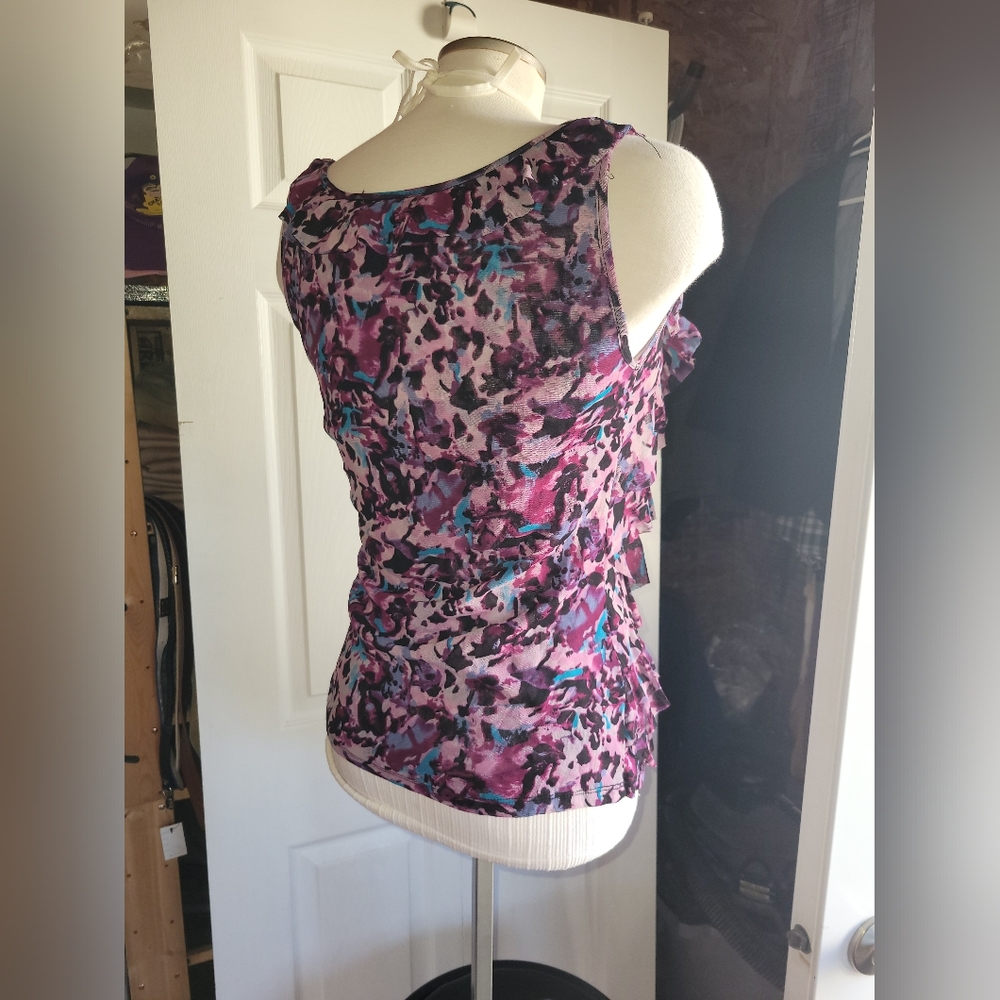 Cleo Multicolor Ruffle Tank Top Size Medium - Picture 3 of 5